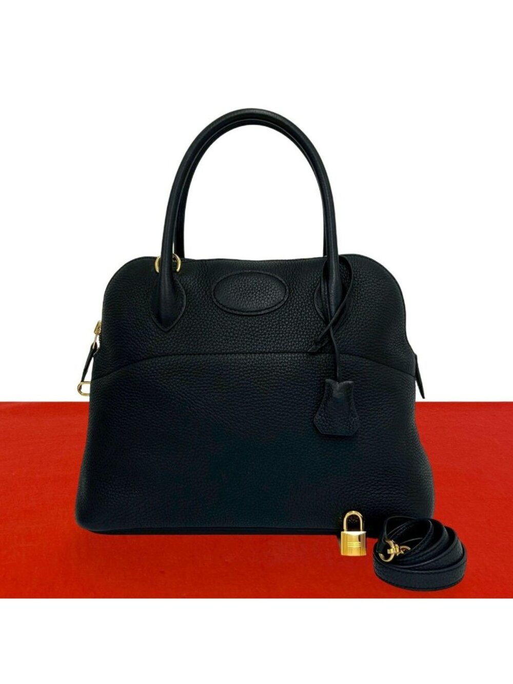 Hermes Bolide 31 Taurillon Clemence 2-Way Shoulder Bag Tote Black
